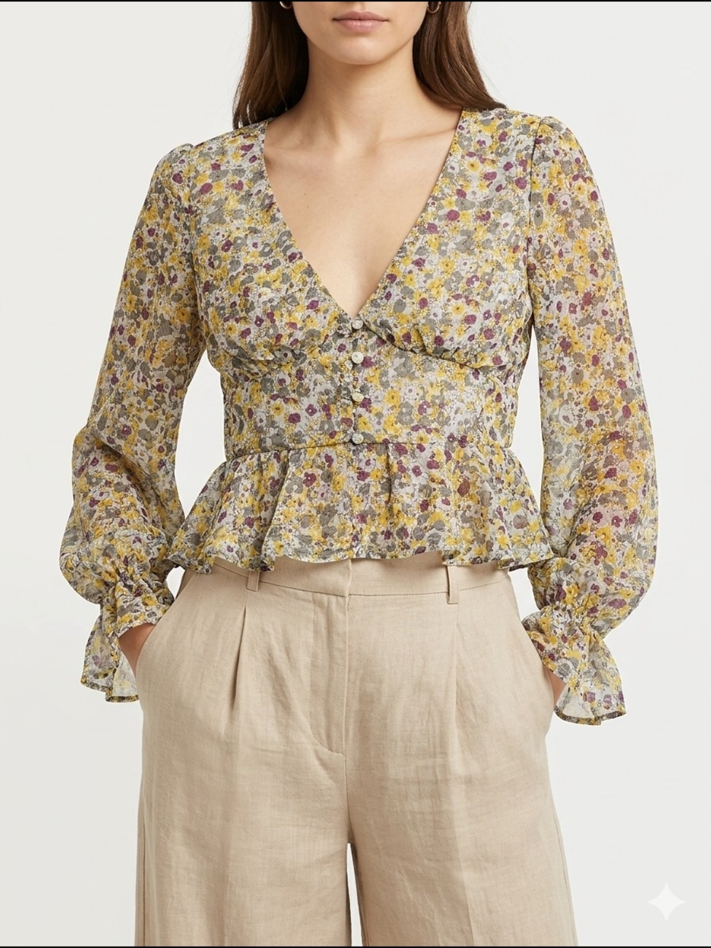 Blush J Ditsy Floral Print Top | Size S | Cottagecore Coquette |